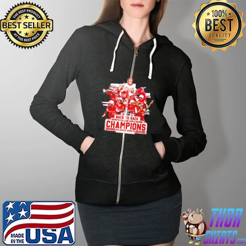 Oklahoma Sooners 2022 Back To Back Womens College World Series Champions s Full Zip Hooded