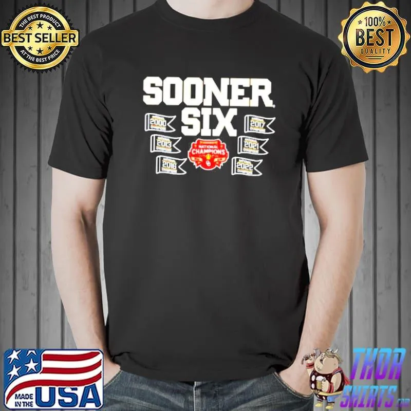 Oklahoma Sooners Softball Sooner Six National Champions Shirt
