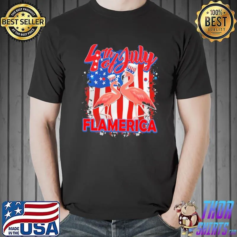 Patriotic usa flag flamingo 4th of july shirt