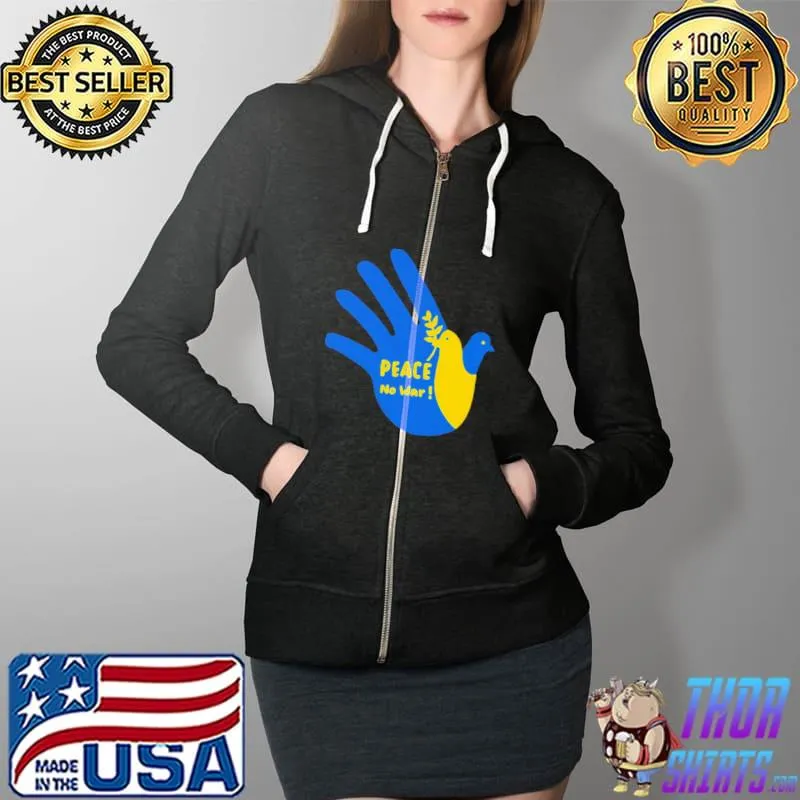 Peace No War Hand Dove Shirt Full Zip Hooded