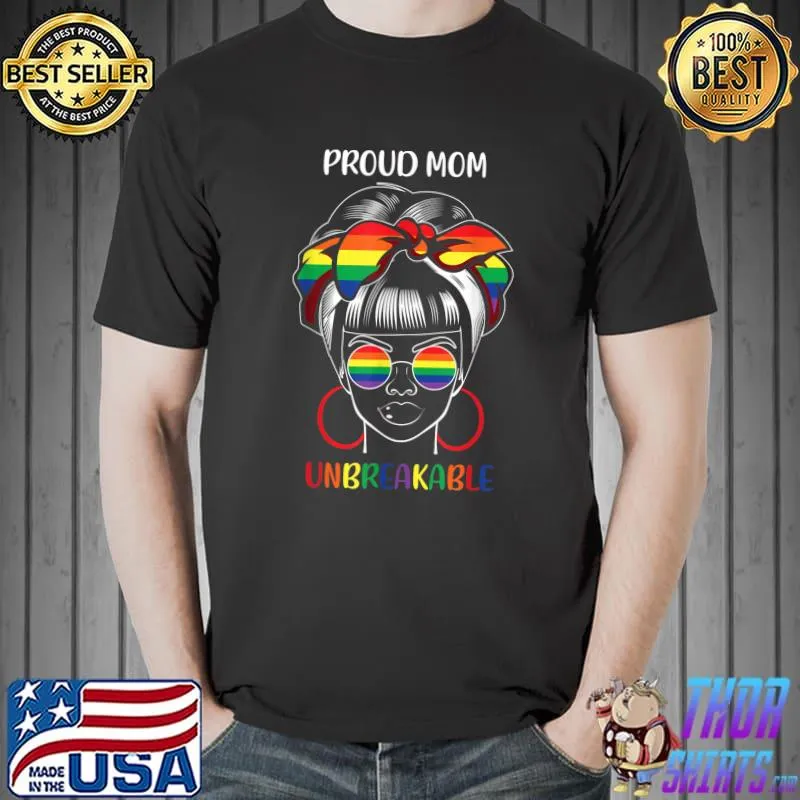 Pride Month Proud Mom LGBT Rainbow Flag T-Shirt Unisex