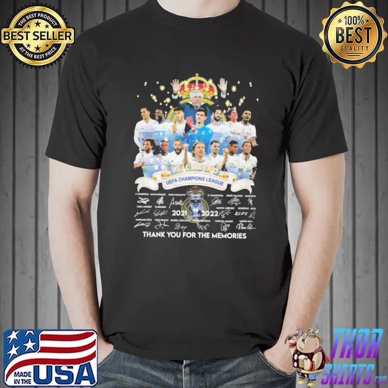 Real Madrid uefa champions league thank you memories signatures shirt