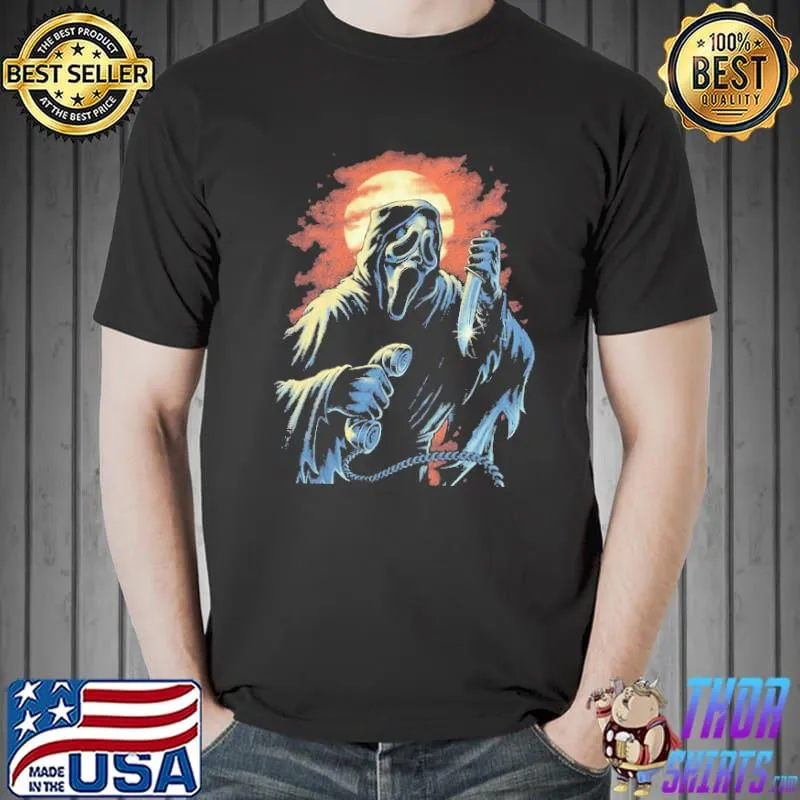Scream ghostface art moon telephone shirt