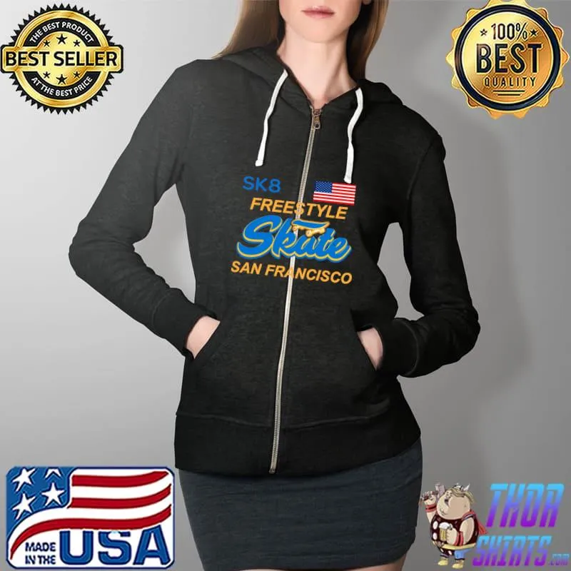 SK8 Freestyle Skate San Francisco Blue Gold Brown Red Essential T-Shirt Full Zip Hooded