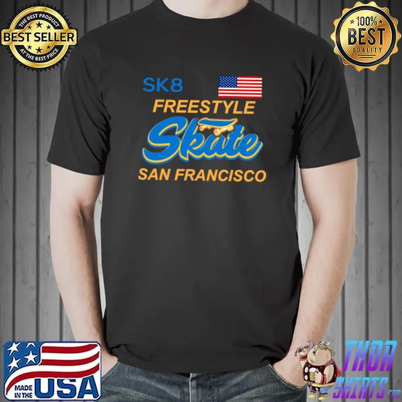 SK8 Freestyle Skate San Francisco Blue Gold Brown Red Essential T-Shirt Unisex