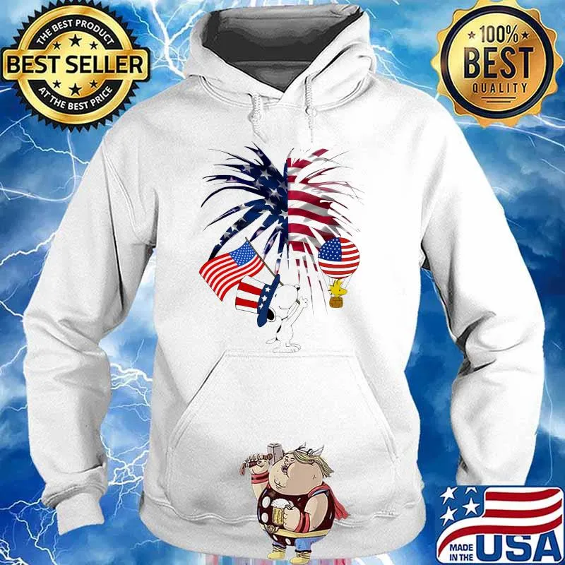 Snoopy Woodstock Happy Independence Day America Flag Shirt Hoodie