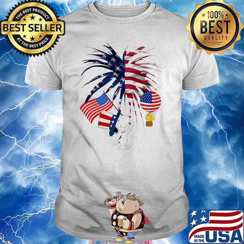 Snoopy Woodstock Happy Independence Day America Flag Shirt