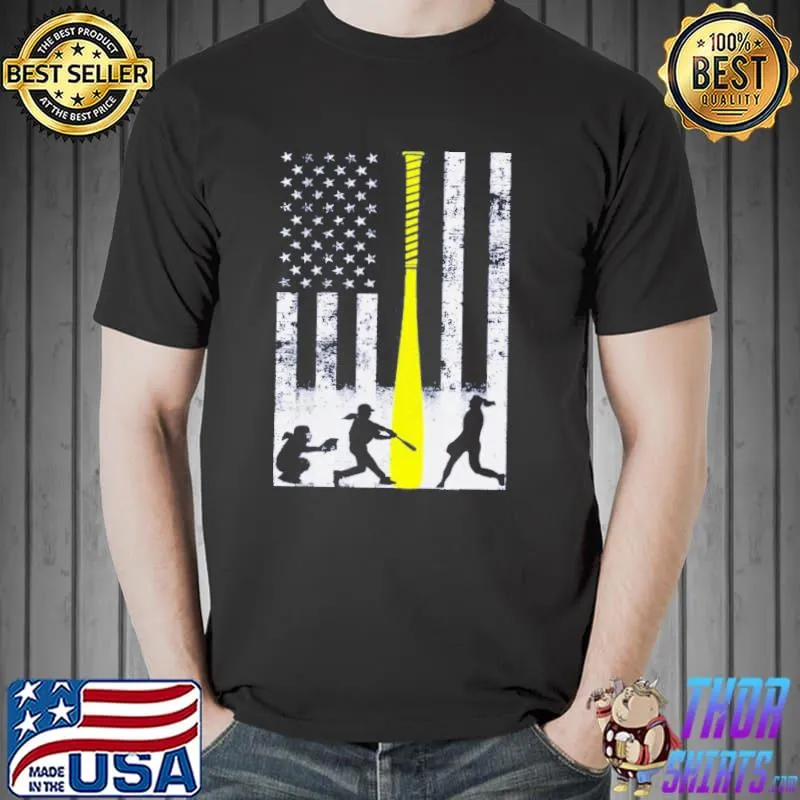 Softball flag with softball players and yellow bat shirt