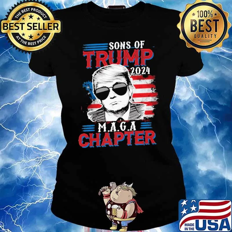 Sons of Trump 2024 maga chapter trump america flag s Ladies tee