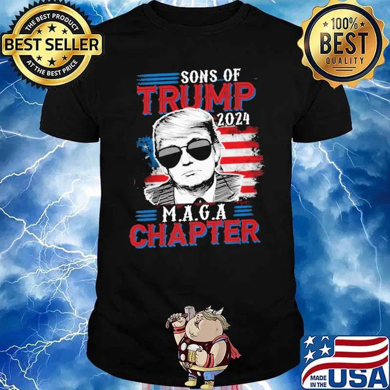 Sons of Trump 2024 maga chapter trump america flag shirt