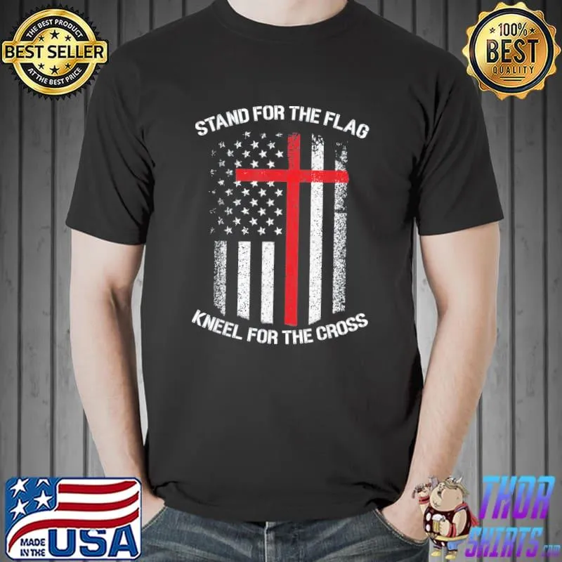 Stand for the flag kneel for the cross veteran American flag shirt