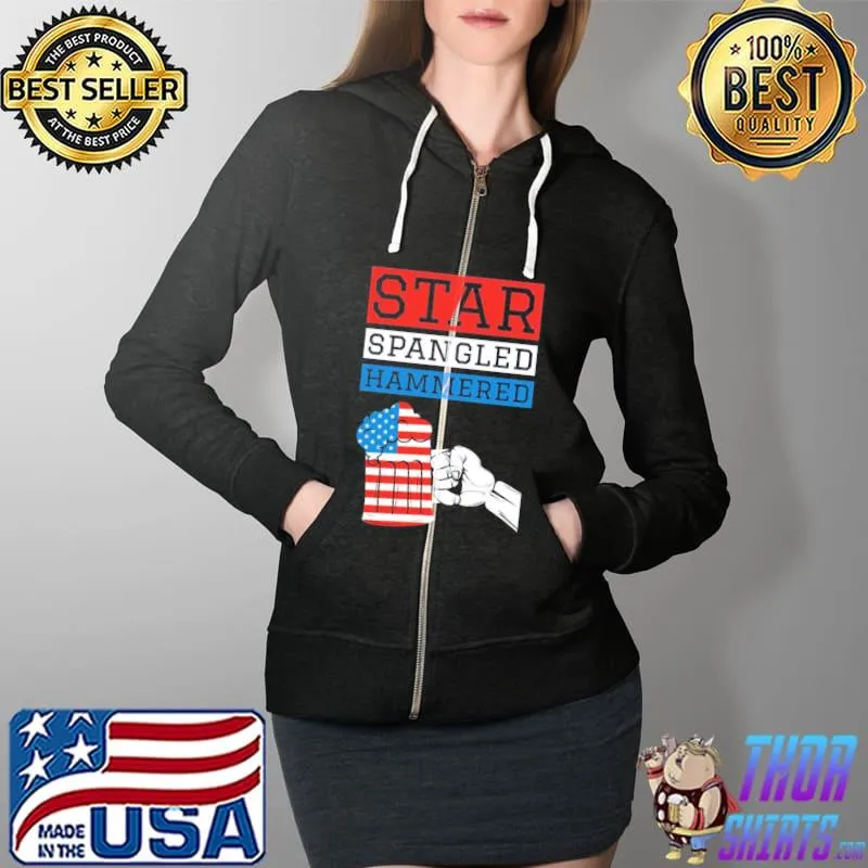 Star spangled hammered usa funny 4th of july drinking s Full Zip Hooded