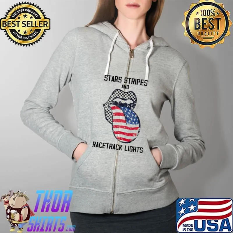 Stars Stripes And Racetrack Lights Lip Shirt Full Zip Hooded