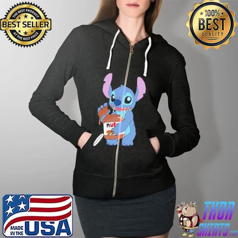 Stitch discreetly eating nutella s Full Zip Hooded