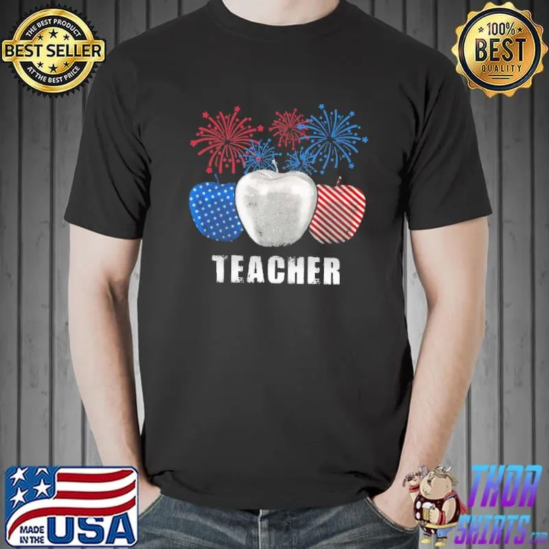Teacher Apple Firework Shirt Unisex