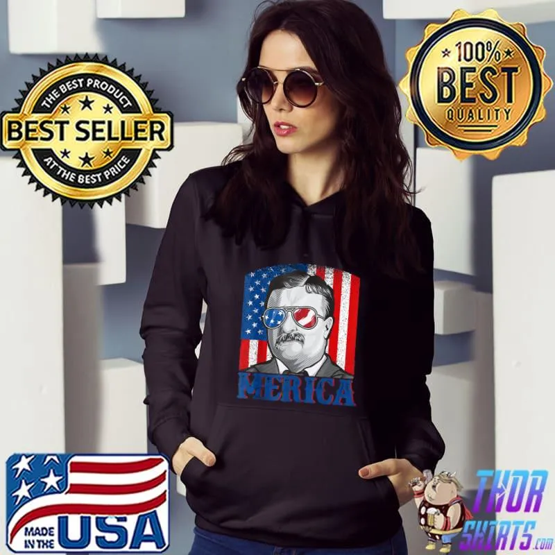 Theodore Roosevelt 4th Of July Shirt Men USA Flag Merica T-Shirt
