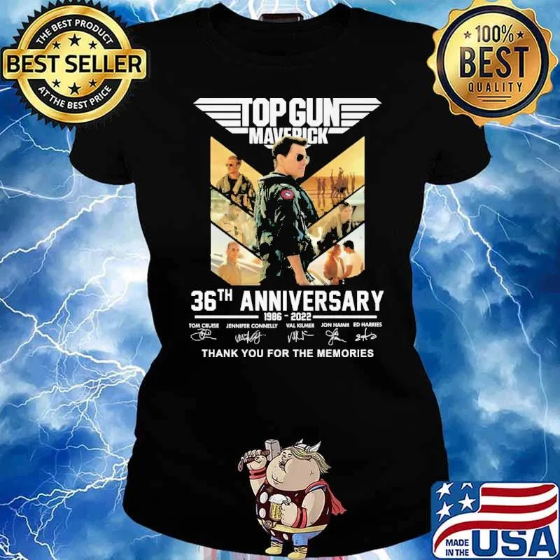 Top gun maverick 36th anniversary thank memories signatures s Ladies tee