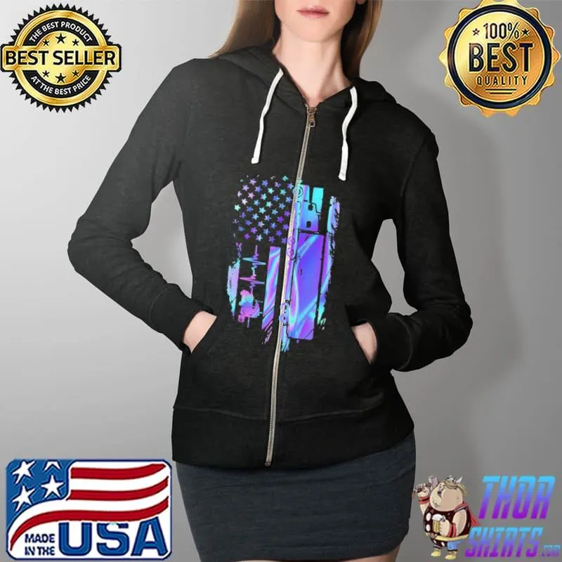 Trucker Flag Hologram Shirt Full Zip Hooded