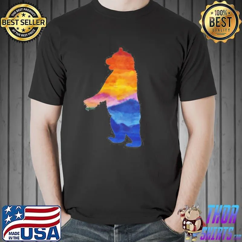 Watercolor bear standing sunrise sunset shirt