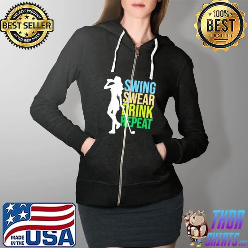 Womens swing swear drink repeat love golf s Full Zip Hooded