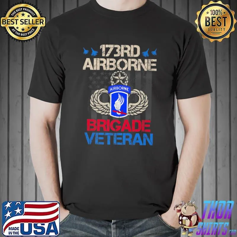 173rd Airborne Brigade Veteran Flag US Airborne Paratrooper T-Shirt