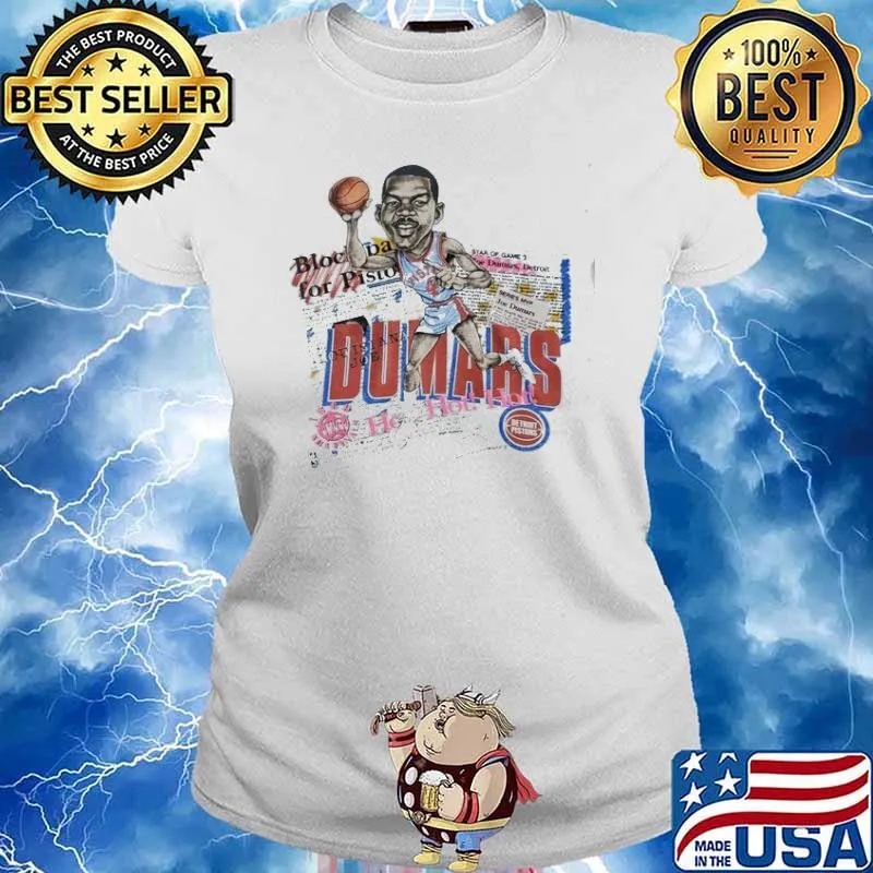80s Joe Dumars NBA Detroit Pistons Caricature Cartoon Basketball Shirt Ladies tee