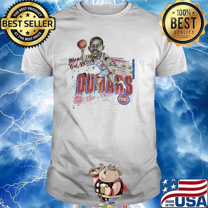 80s Joe Dumars NBA Detroit Pistons Caricature Cartoon Basketball Shirt