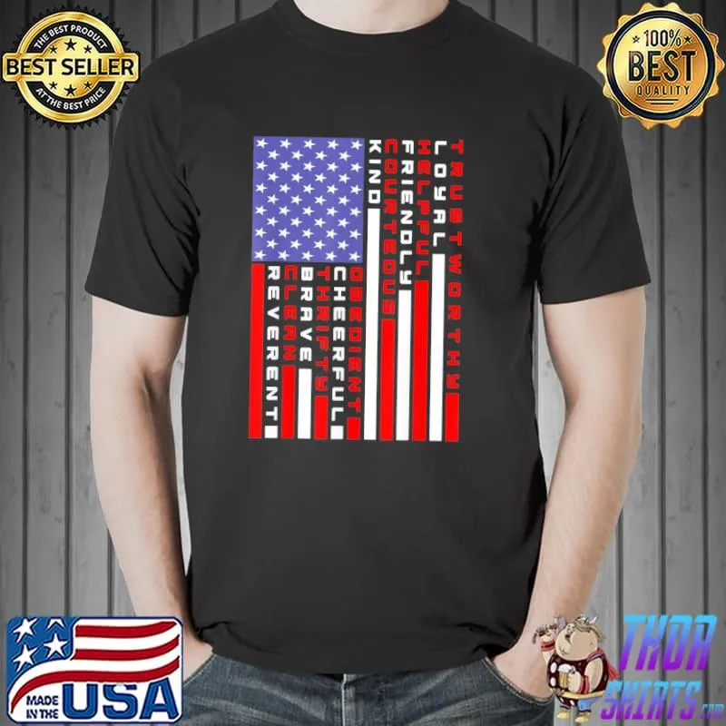 American flag scouting law shirt