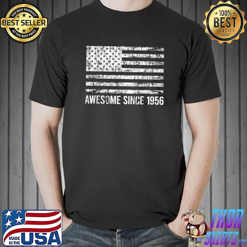 Awesome since 1956 66th birthday usa flag T-Shirt