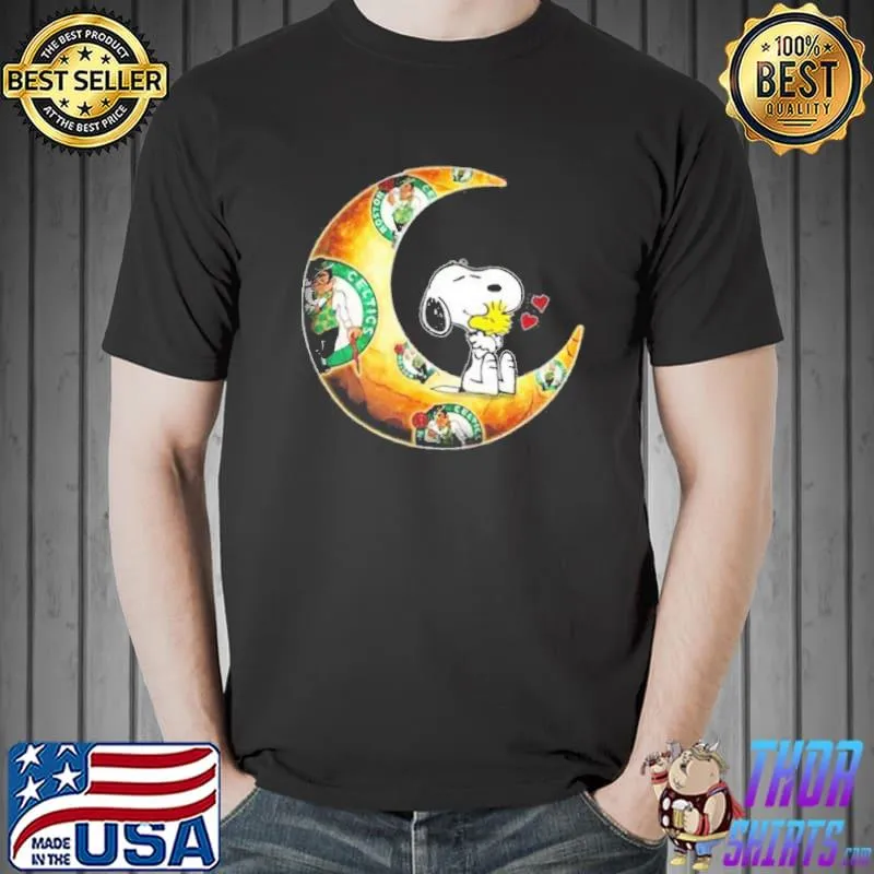 Boston celtics I love Snoopy to the moon and back shirt