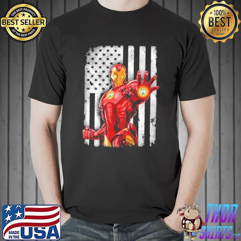 Boston celtics iron man avengers American flag shirt