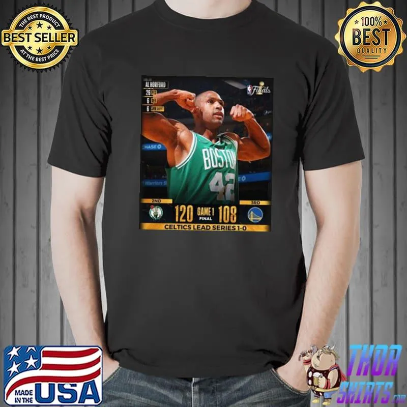 Boston celtics lead the series 10 with a w on the road shirt