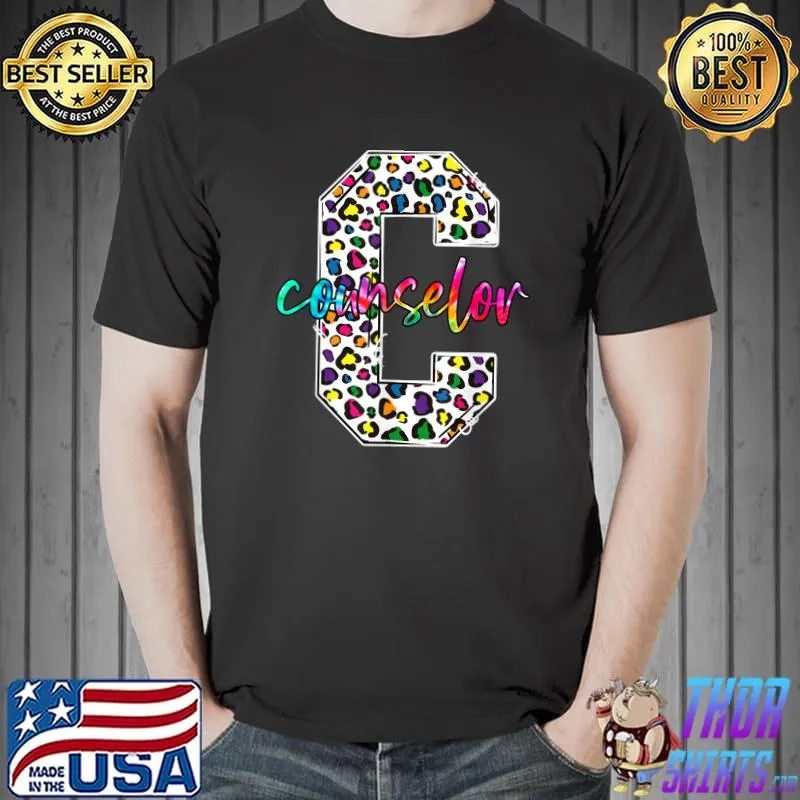 C Is For Counselor First Day Back To School Leopard Tie Dye T-Shirt