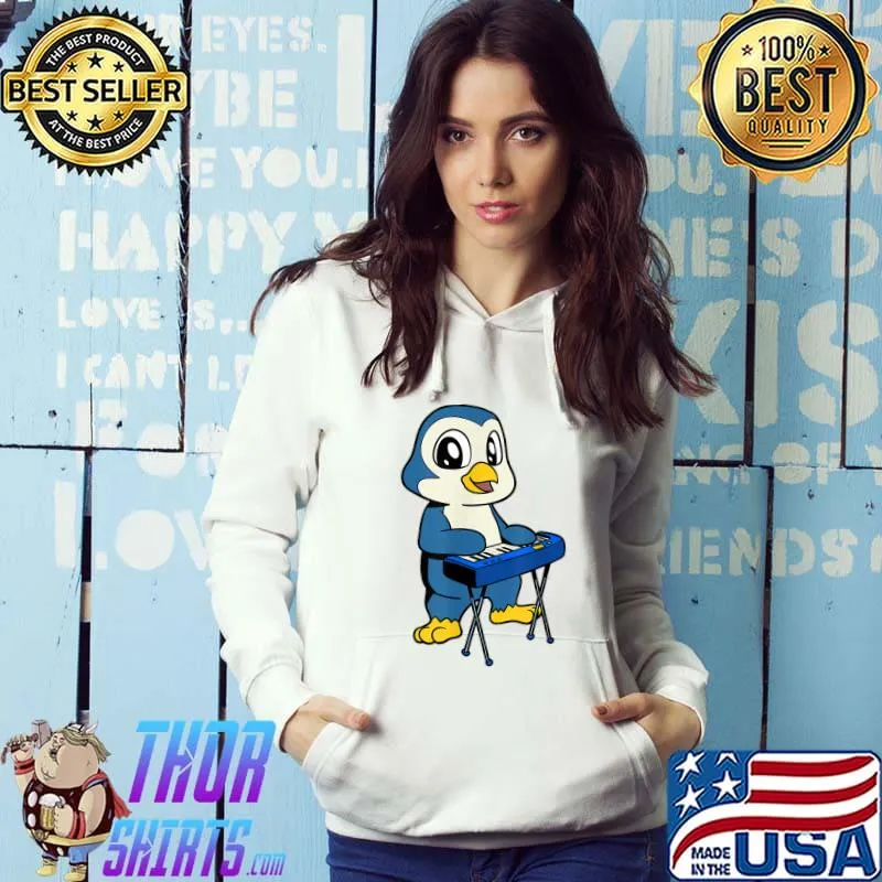 Cartoon penguin playing keyboard T-Shirt Hoodie