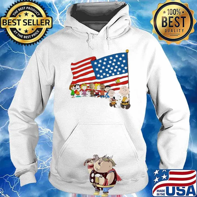 Charlie's Friend And Snoopy American Flag Shirt Hoodie