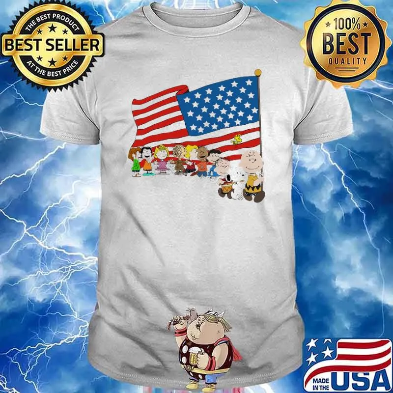 Charlie's Friend And Snoopy American Flag Shirt
