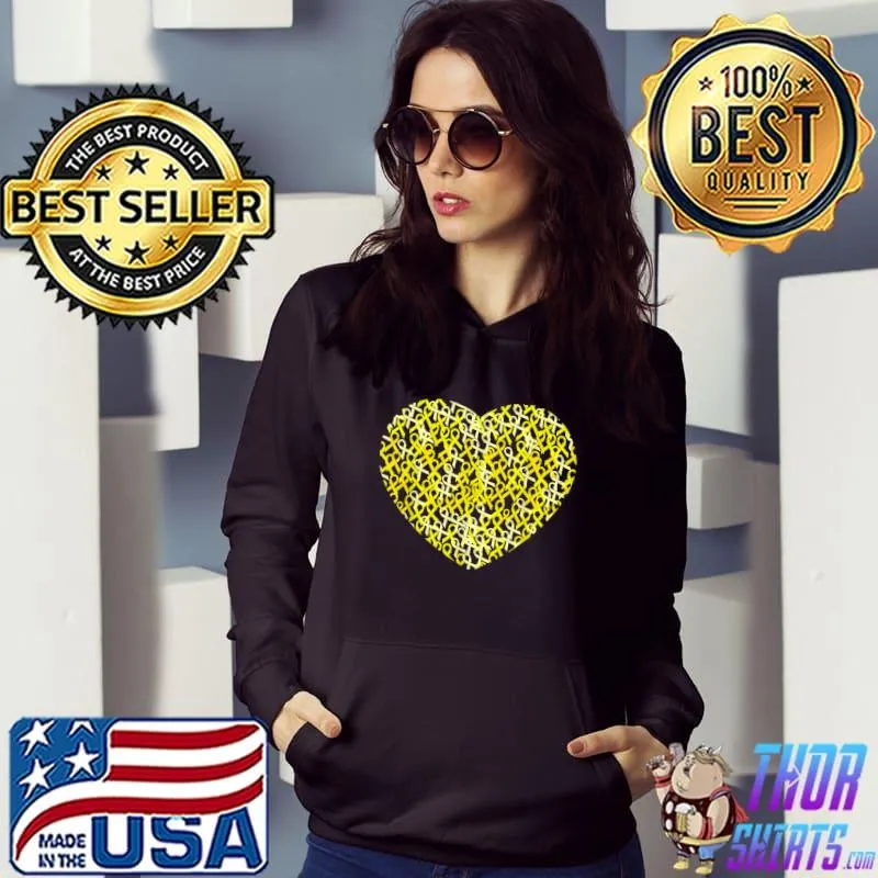Childhood Cancer Awareness Yellow Ribbon Heart T-Shirt Hoodie