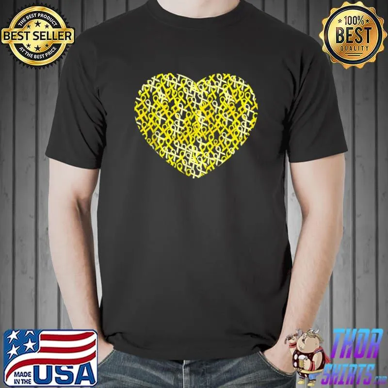 Childhood Cancer Awareness Yellow Ribbon Heart T-Shirt