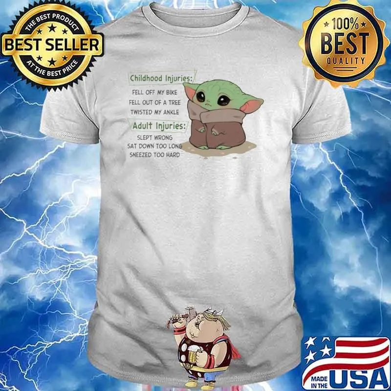 Childhood injuries fell of my bike adult baby yoda shirt