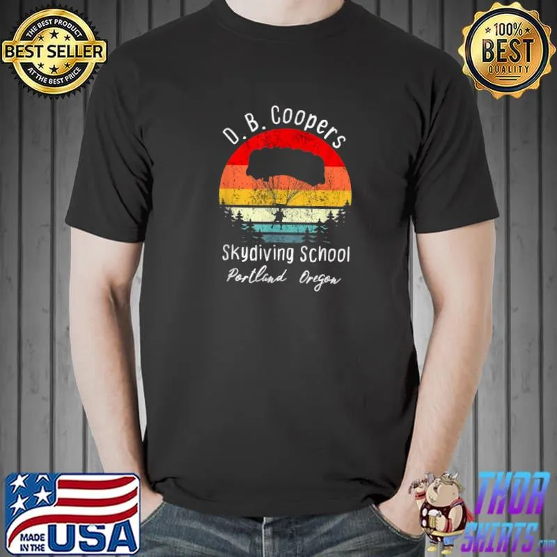 DB Cooper Skydiving School Portland Oregon Vintage Sunset T-Shirt