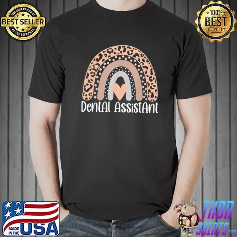 Dental assistant leopard rainbow healthcare workers shirt