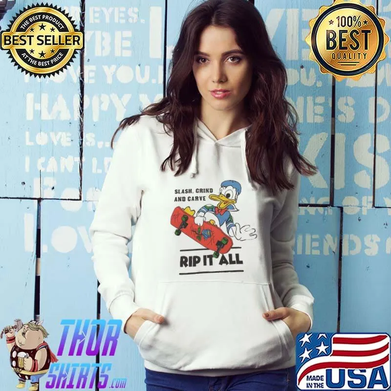 Disney Donald duck rip it all skate slash grind and carve rip it s Hoodie