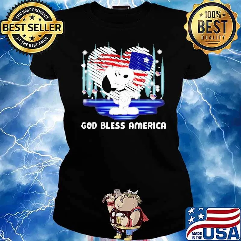 God Bless America Snoopy Heart Shirt Ladies tee
