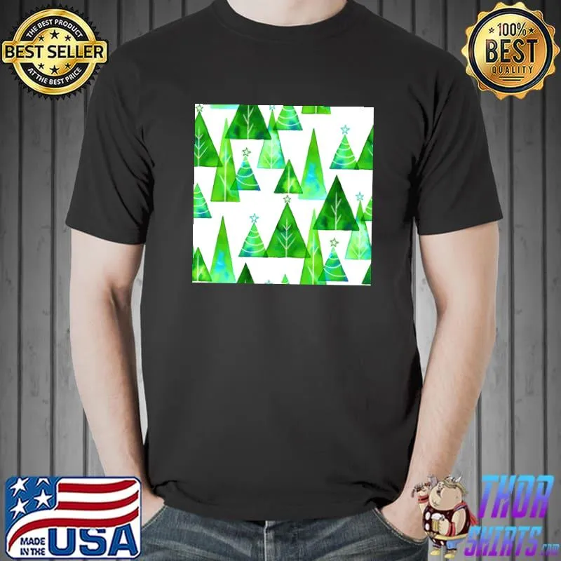 Green Watercolor Christmas Trees T-Shirt