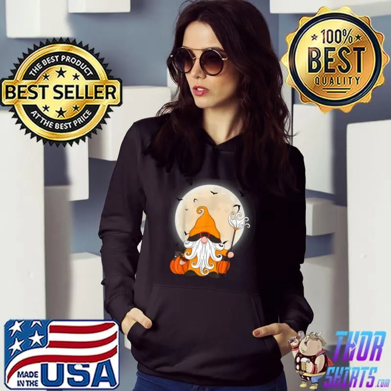Halloween cat gnome pumpkin moon T-Shirt Hoodie