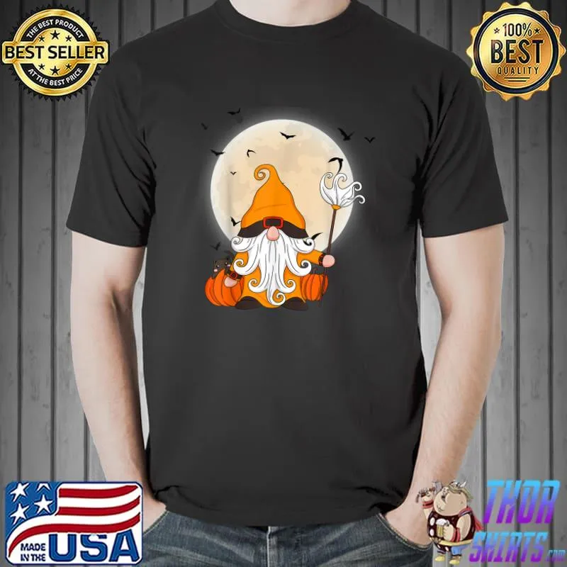 Halloween cat gnome pumpkin moon T-Shirt