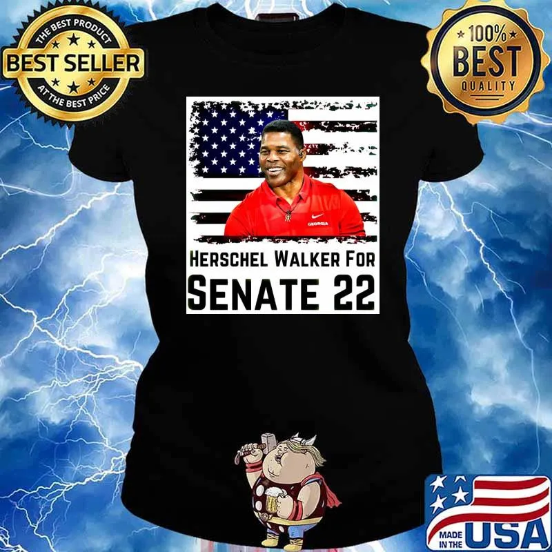 Herschel Walker For Senate 22 America Flag Shirt Ladies tee
