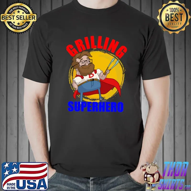 Hilarious Grilling Superhero Dad T-Shirt