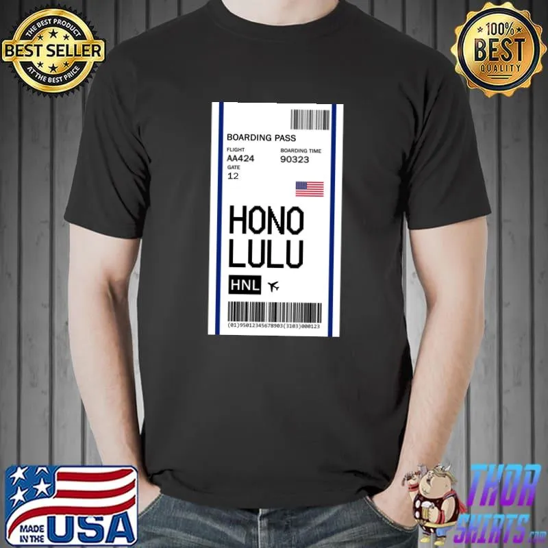 Honolulu Hawaii Boarding Pass Airlane Ticket Luggage Airplane T-Shirt