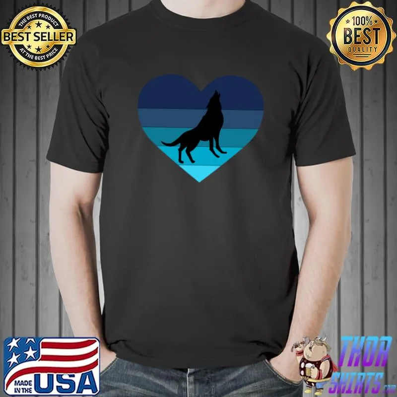 I Love Howling Wolves Retro Heart T-Shirt
